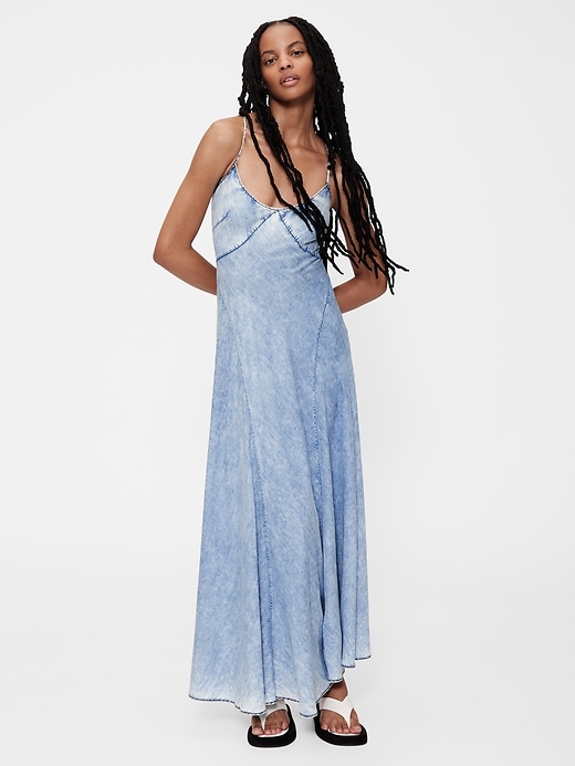 abito lungo in denim drappeggiato gapstudio