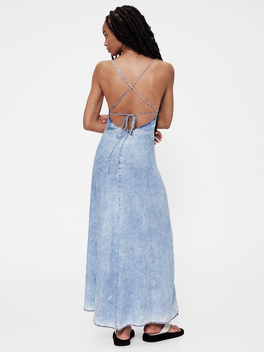 abito lungo in denim drappeggiato gapstudio