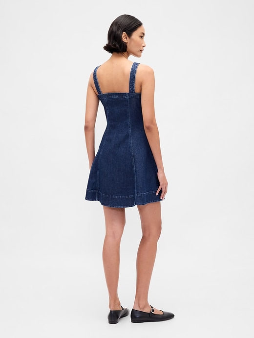 mini abito in denim con cerniera frontale