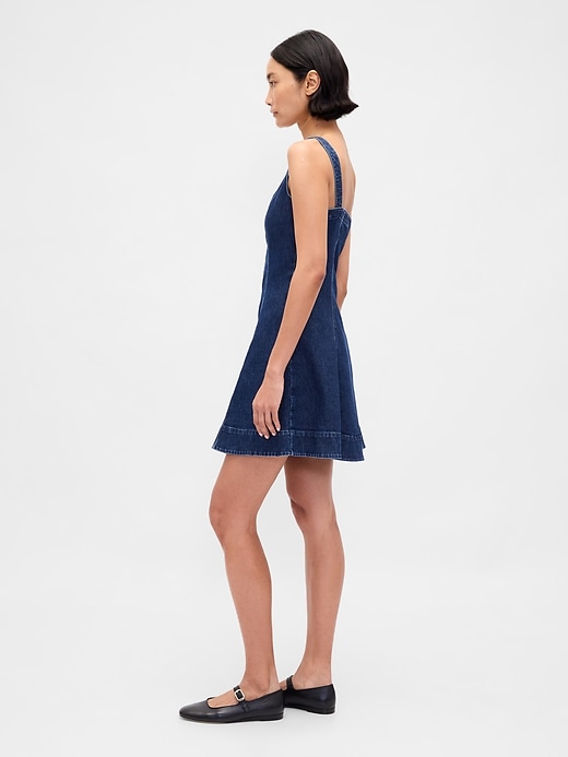 mini abito in denim con cerniera frontale