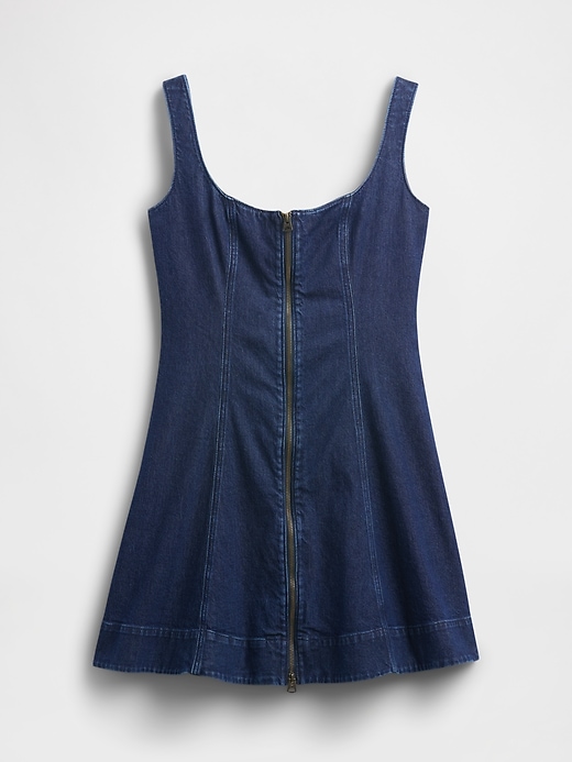 mini abito in denim con cerniera frontale