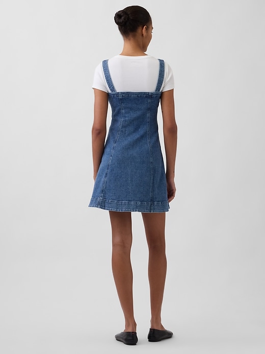 mini abito in denim con cerniera frontale