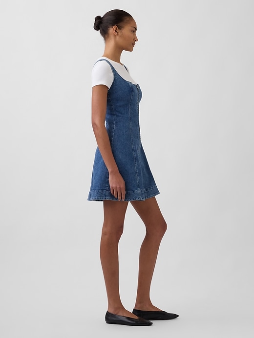 mini abito in denim con cerniera frontale