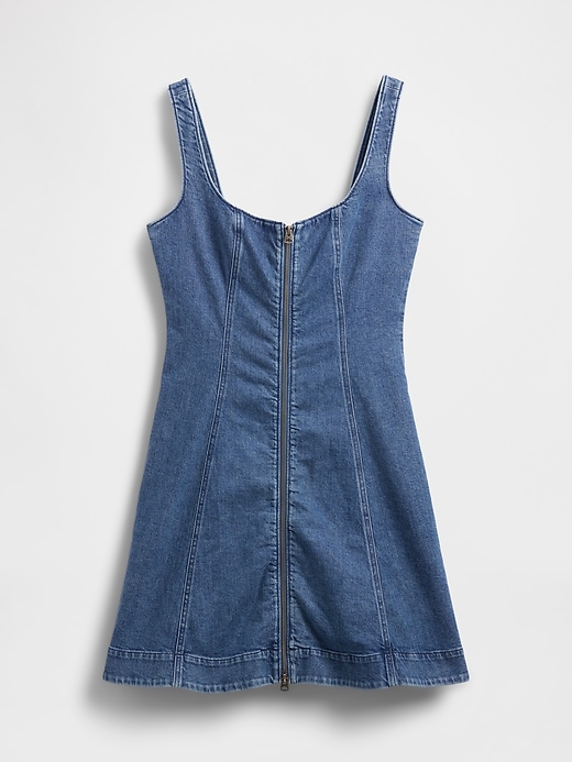 mini abito in denim con cerniera frontale