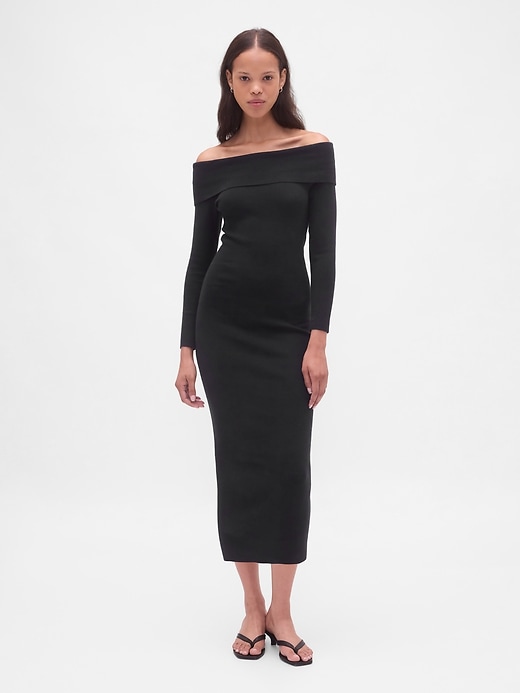 abito midi elasticizzato cashsoft con spalle scoperte