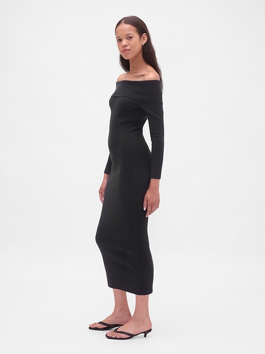 abito midi elasticizzato cashsoft con spalle scoperte