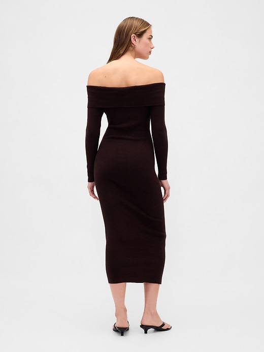 abito midi elasticizzato cashsoft con spalle scoperte