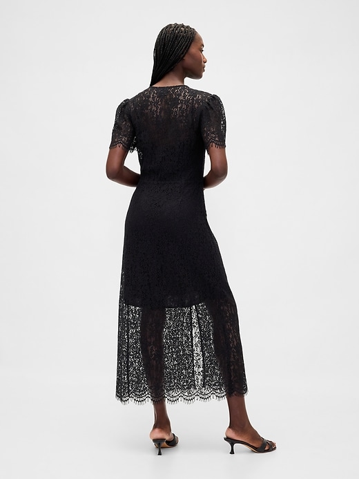 abito midi in pizzo con scollo a v