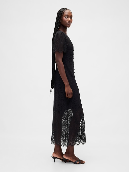 abito midi in pizzo con scollo a v