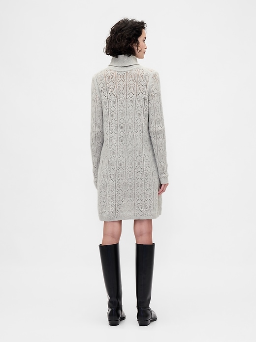 abito dolcevita in maglia traforata cashsoft