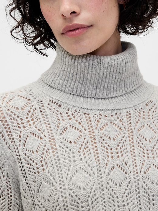 abito dolcevita in maglia traforata cashsoft