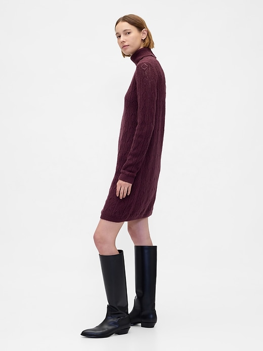 abito dolcevita in maglia traforata cashsoft