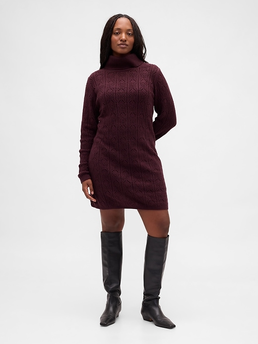 abito dolcevita in maglia traforata cashsoft