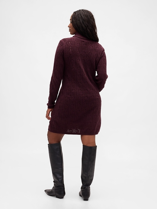 abito dolcevita in maglia traforata cashsoft
