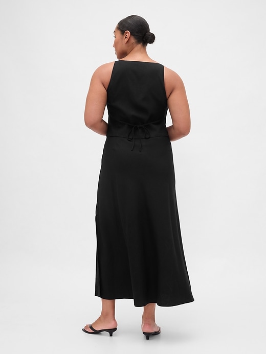 abito lungo con gilet in misto lino