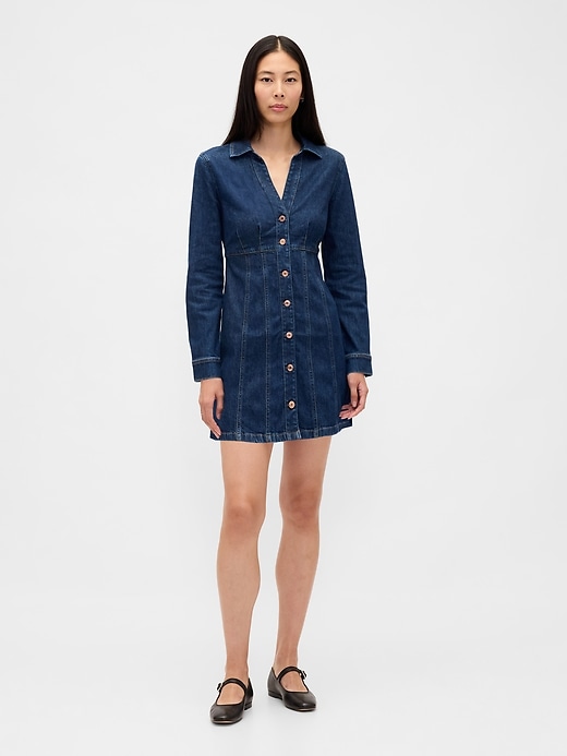 mini abito plissettato in denim