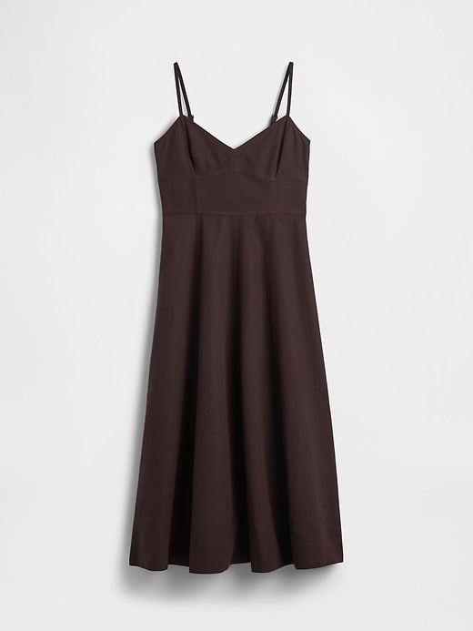 abito midi con corsetto e cuciture in misto lino