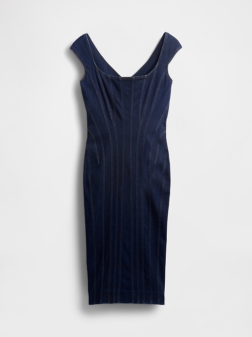 abito midi con maniche a cappuccio in denim con cuciture gapstudio