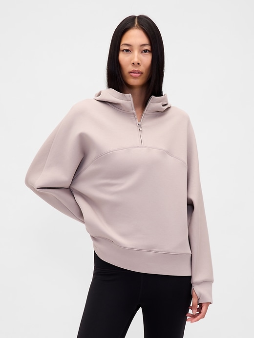 felpa con cappuccio oversize gapfit con cerniera a un quarto