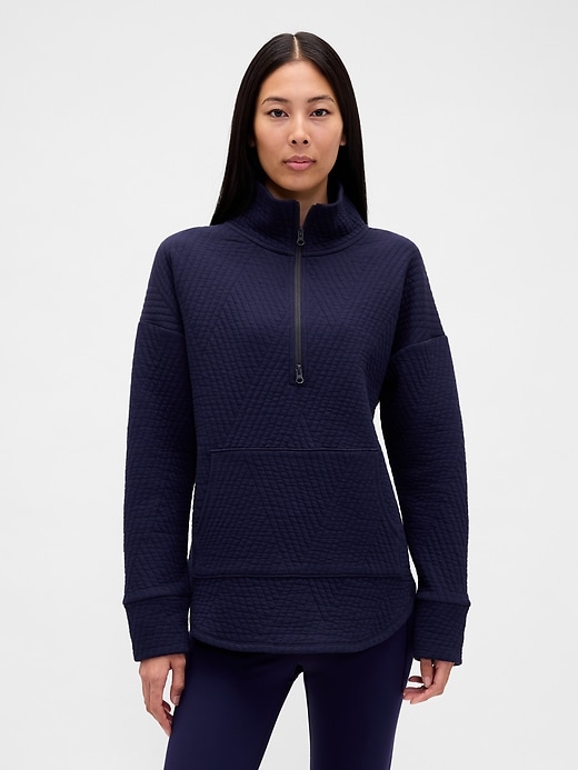 pullover trapuntato jacquard con mezza zip gapfit