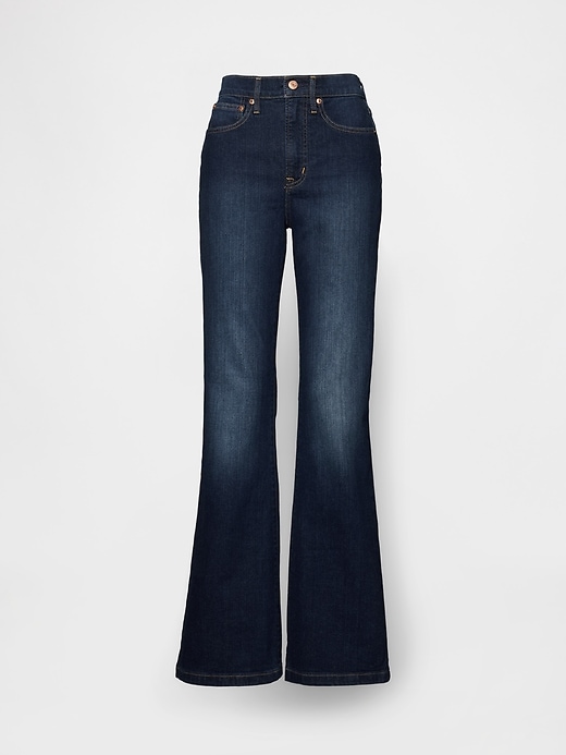 jeans a zampa anni 70 a vita alta