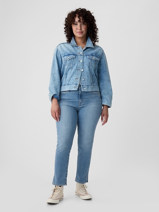jeans vintage slim a vita media con orlo diviso