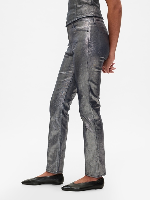 jeans slim dritti a vita alta metallizzati anni 90