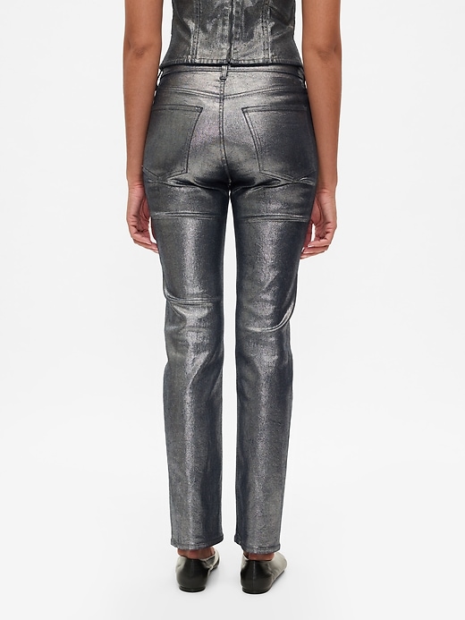 jeans slim dritti a vita alta metallizzati anni 90