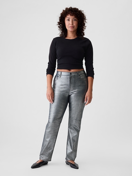 jeans slim dritti a vita alta metallizzati anni 90