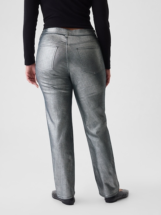 jeans slim dritti a vita alta metallizzati anni 90