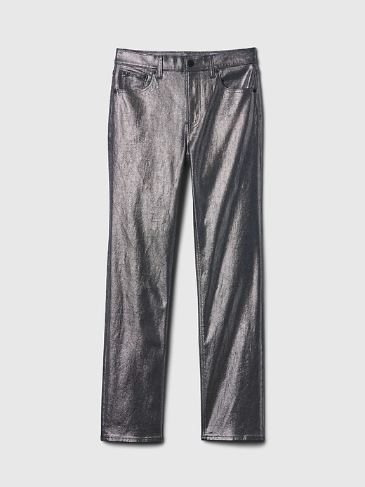 jeans slim dritti a vita alta metallizzati anni 90