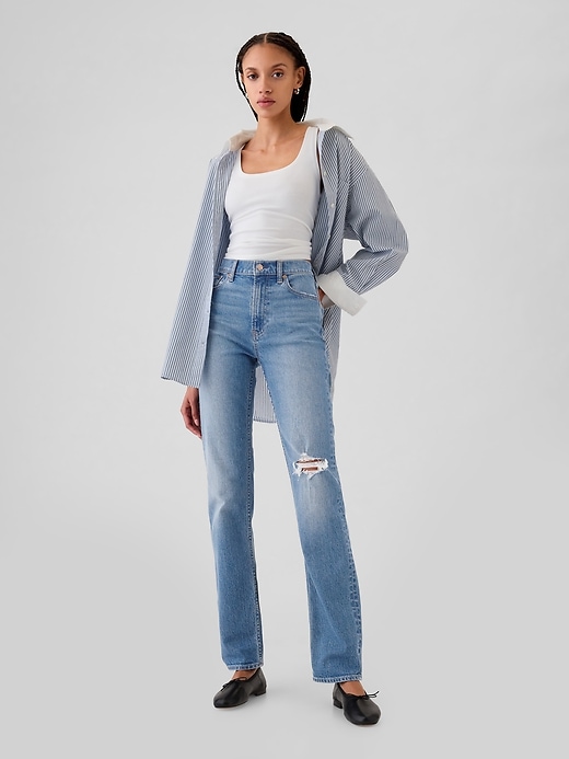 jeans dritti slim a vita alta anni 90