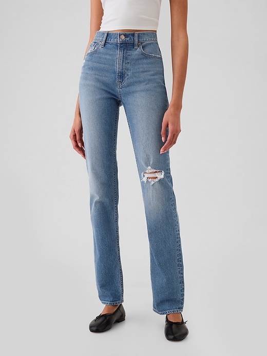 jeans dritti slim a vita alta anni 90