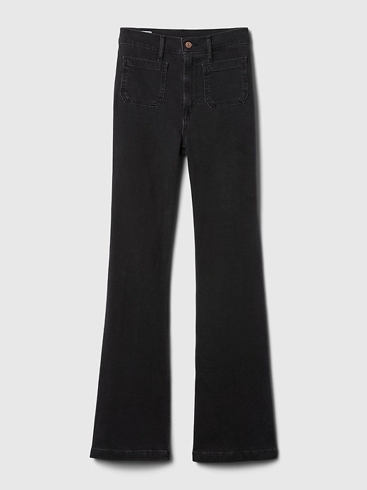 jeans a zampa anni 70 a vita alta