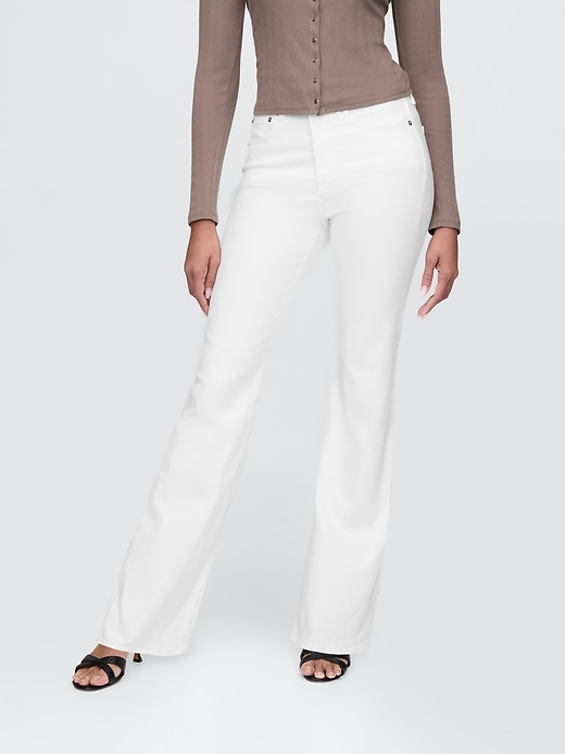 jeans a zampa anni 70 a vita alta