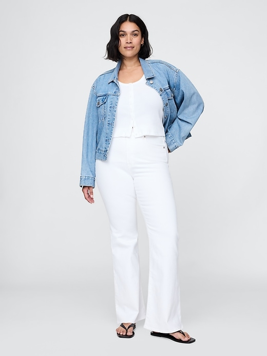 jeans a zampa anni 70 a vita alta