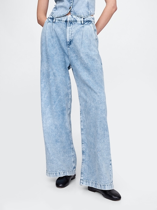pantaloni in denim plissettato ultra-morbidi a vita alta 365