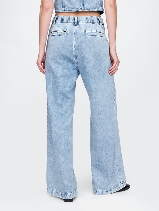 pantaloni in denim plissettato ultra-morbidi a vita alta 365