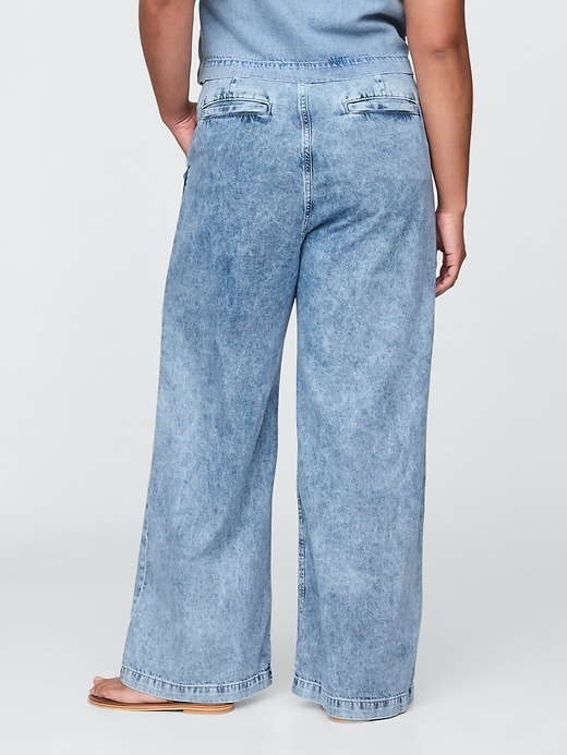 pantaloni in denim plissettato ultra-morbidi a vita alta 365