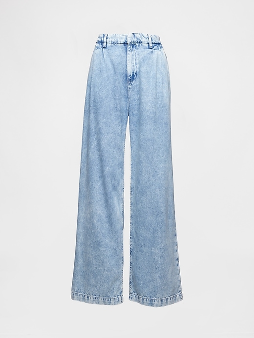 pantaloni in denim plissettato ultra-morbidi a vita alta 365