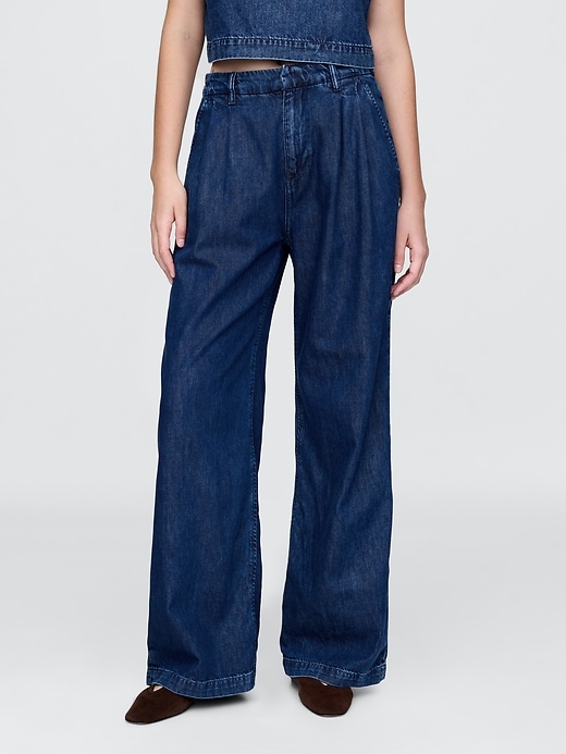 pantaloni plissettati in denim ultra morbido a vita alta 365