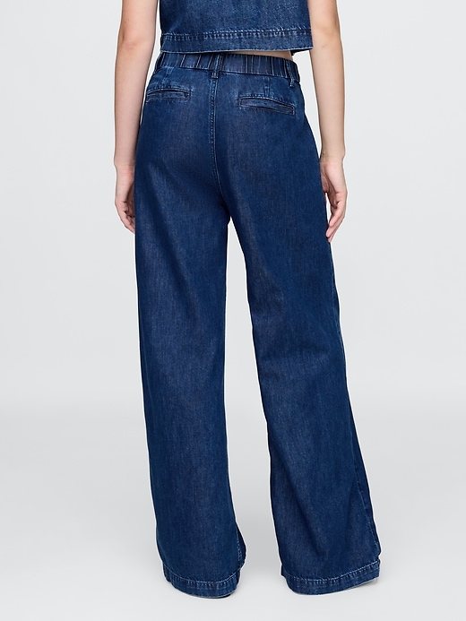 pantaloni plissettati in denim ultra morbido a vita alta 365