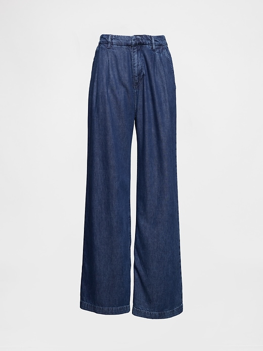 pantaloni plissettati in denim ultra morbido a vita alta 365