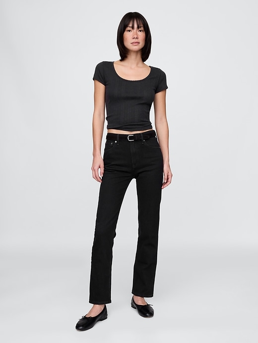 jeans dritti slim a vita alta anni 90