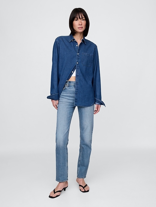 jeans dritti slim a vita alta anni 90