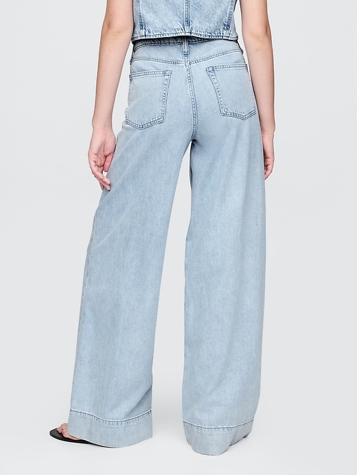 pantaloni larghi in denim ultra morbido a vita media