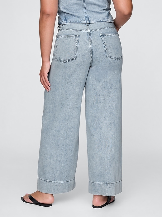 pantaloni larghi in denim ultra morbido a vita media