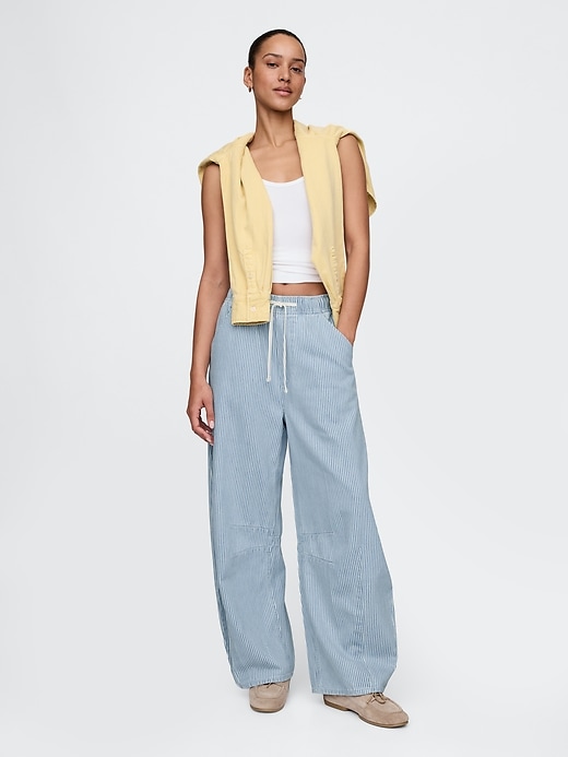 jeans a ferro di cavallo easy horseshoe a righe in denim ultra morbido a vita media