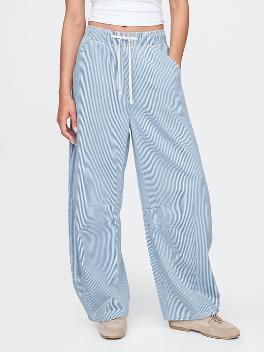 jeans a ferro di cavallo easy horseshoe a righe in denim ultra morbido a vita media