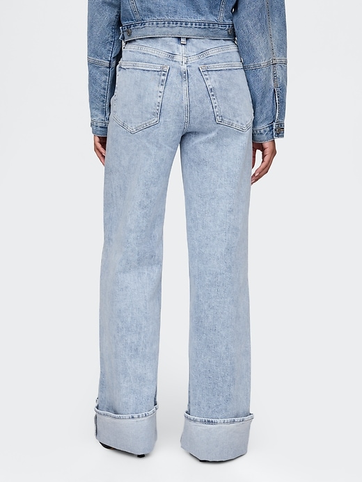jeans a gamba larga con risvolto e vita alta stride